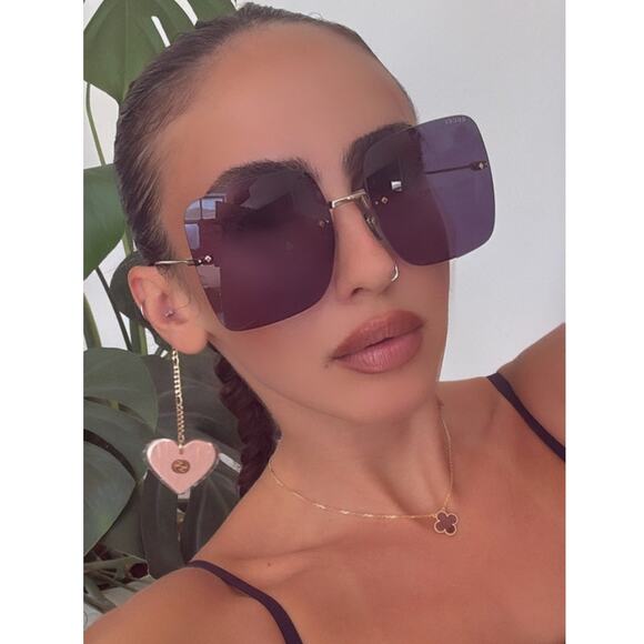 NEW Gucci GG1147S Earring Blue Square Rimless Sunglasses $725 main image 6